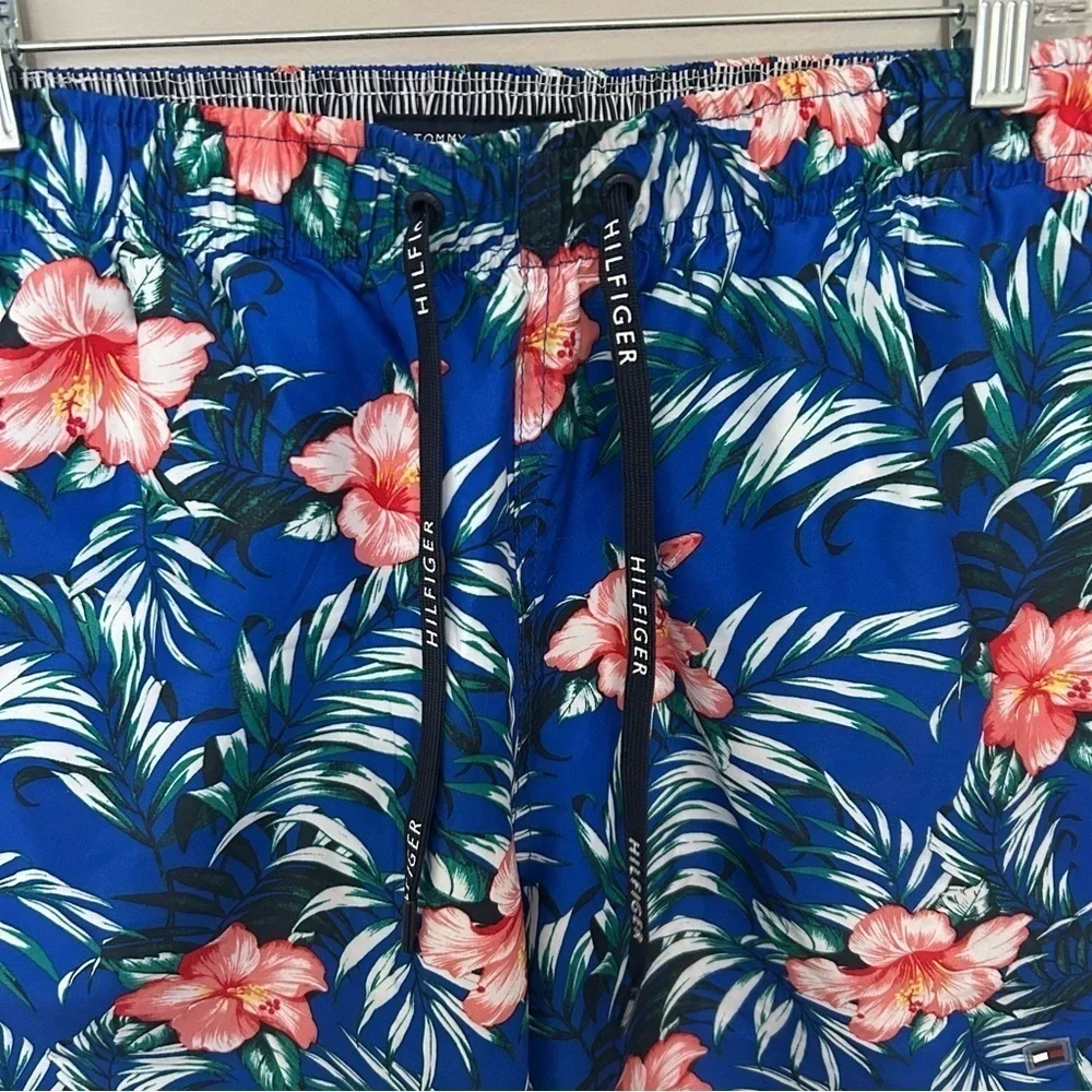 Men's Tommy Hilfiger Hawaiian Print Blue Floral Swim Trunks Size Small